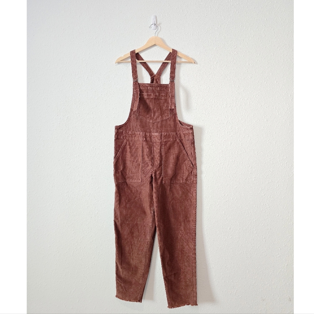 Aerie Corduroy Overalls in Rust Brown